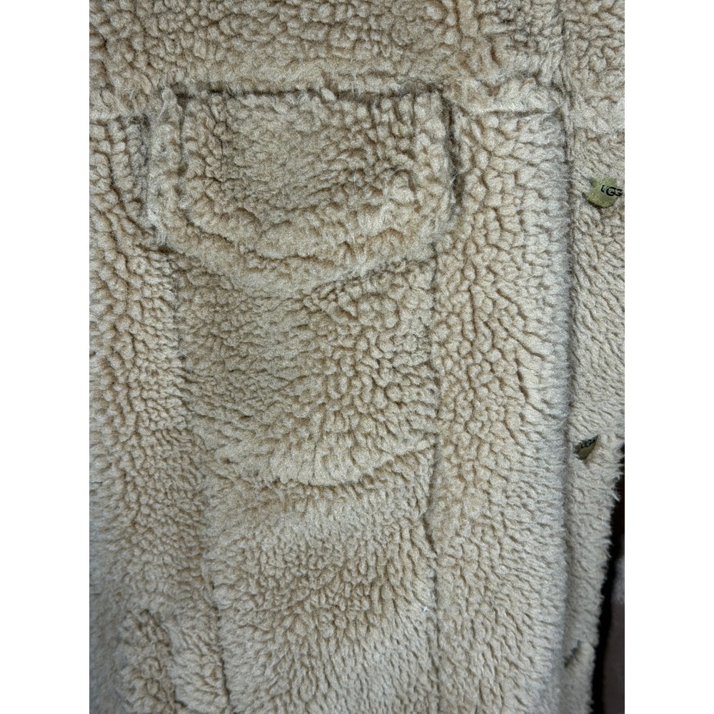 UGG Sherpa Trucker Jacket Womens Large Tan Excellent Faux Fur Coat 1113951 - Picture 5 of 9